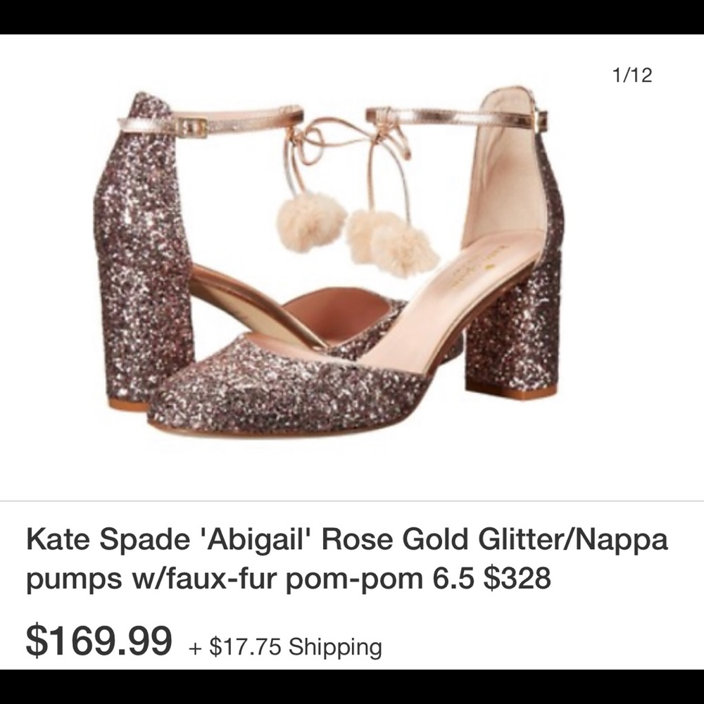 Kate Spade Abigail Rose Gold Glitter Pumps